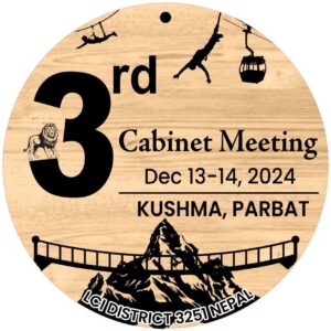 लायन्स क्लब अन्तर्राष्ट्रिय ३२५ इ को तेस्रो क्याबिनेट बैठक सुन्दर सहर पर्बत को कुश्मा मा हुने।