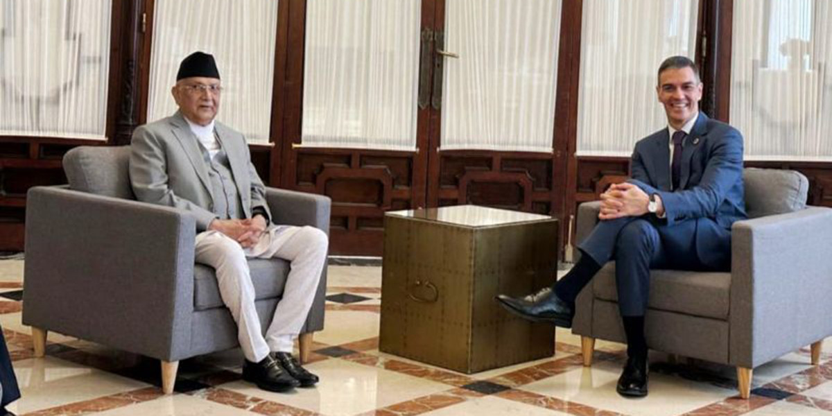 प्रधानमन्त्री ओली र स्पेनका समकक्षी साञ्चेजबीच भेटवार्ता