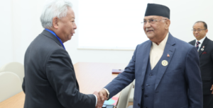 प्रधानमन्त्रीसँग एसियन पूर्वाधार लगानी बैकका अध्यक्षको शिष्टाचार भेट