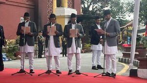 नयाँ चार मन्त्रीद्वारा शीतलनिवासमा शपथग्रहण