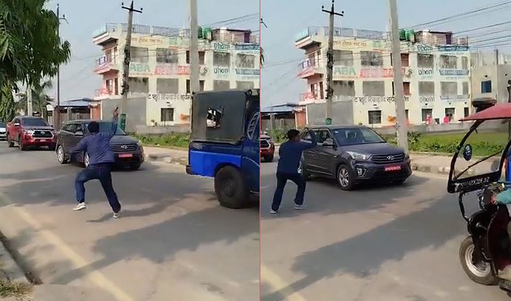 महेश बस्नेत सवार गाडीमा रातो रङ प्रहार