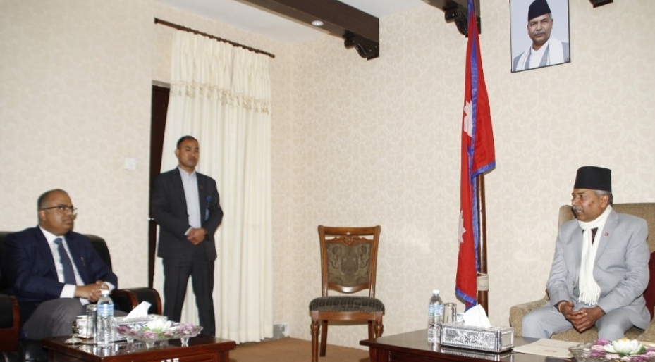 भारतीय दूतावासका निमित्त राजदूत डा.राकेश पाण्डेसँग राष्ट्रपतिसँग भेटवार्ता