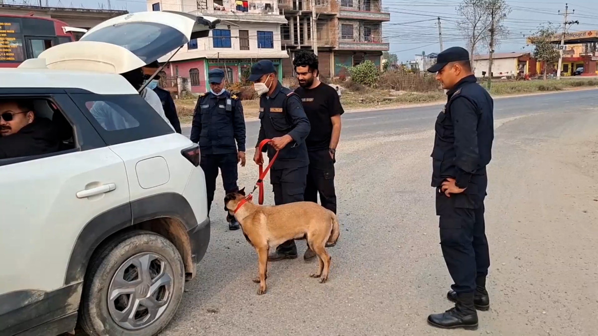 चितवनमा निर्वाचन सुरक्षा व्यवस्था मजबुतः राजमार्गमा तालिमप्राप्त कुकुरसहित खानतलासी